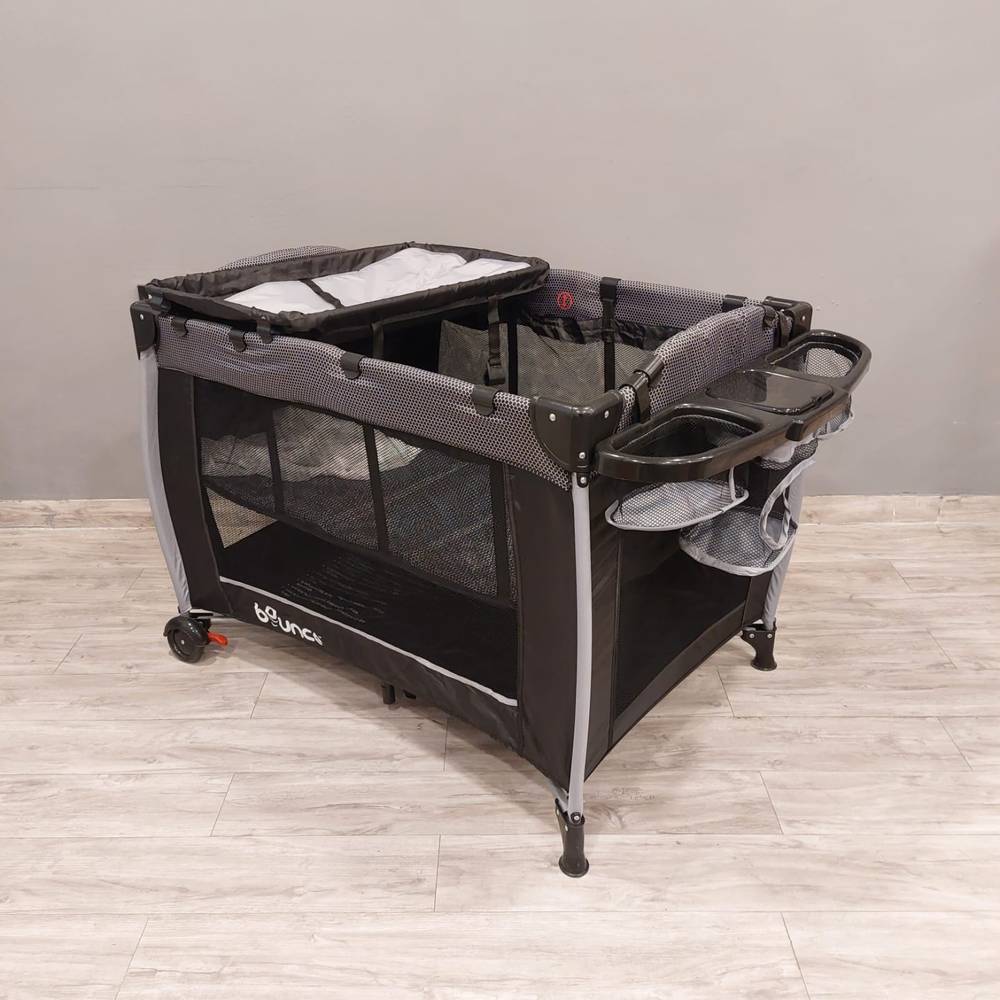 Black Baby Travel Bed & Cot With Storage Organizer And Changing Station