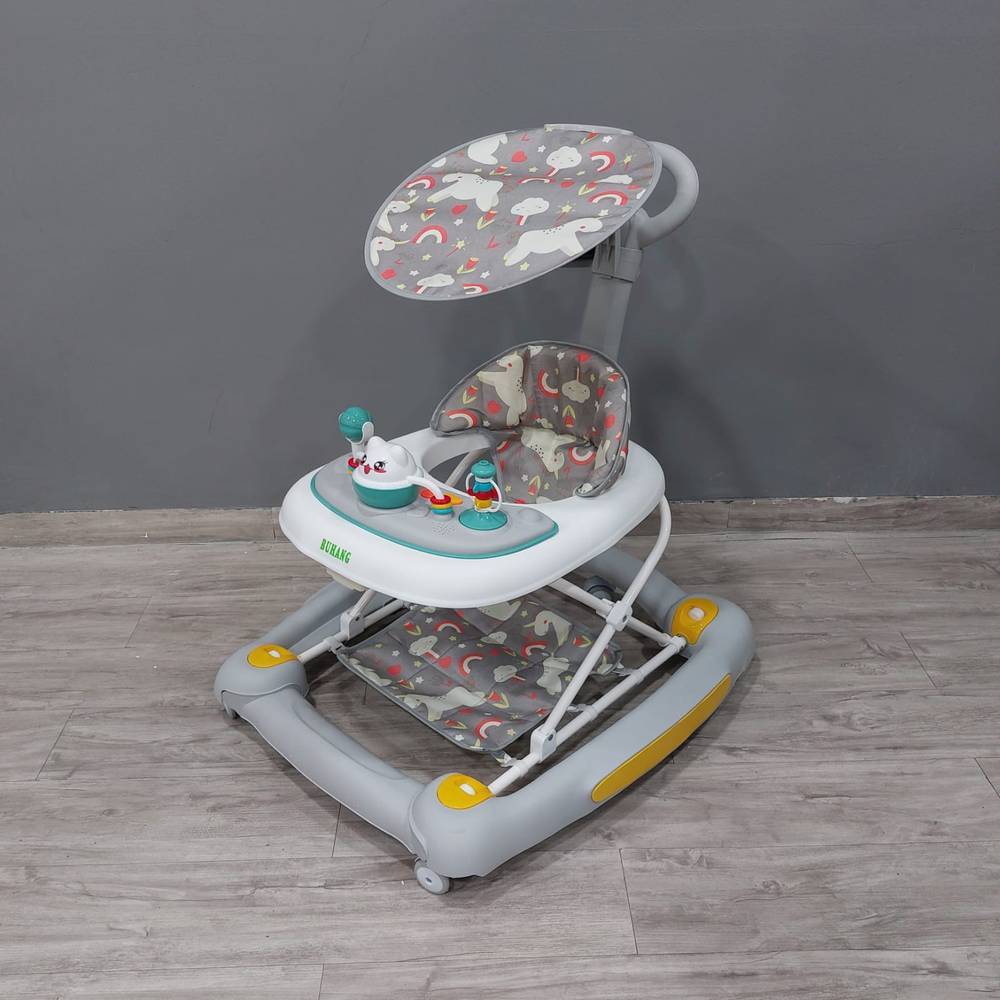 2 in 1 Baby Walker Decorated In White & Grey