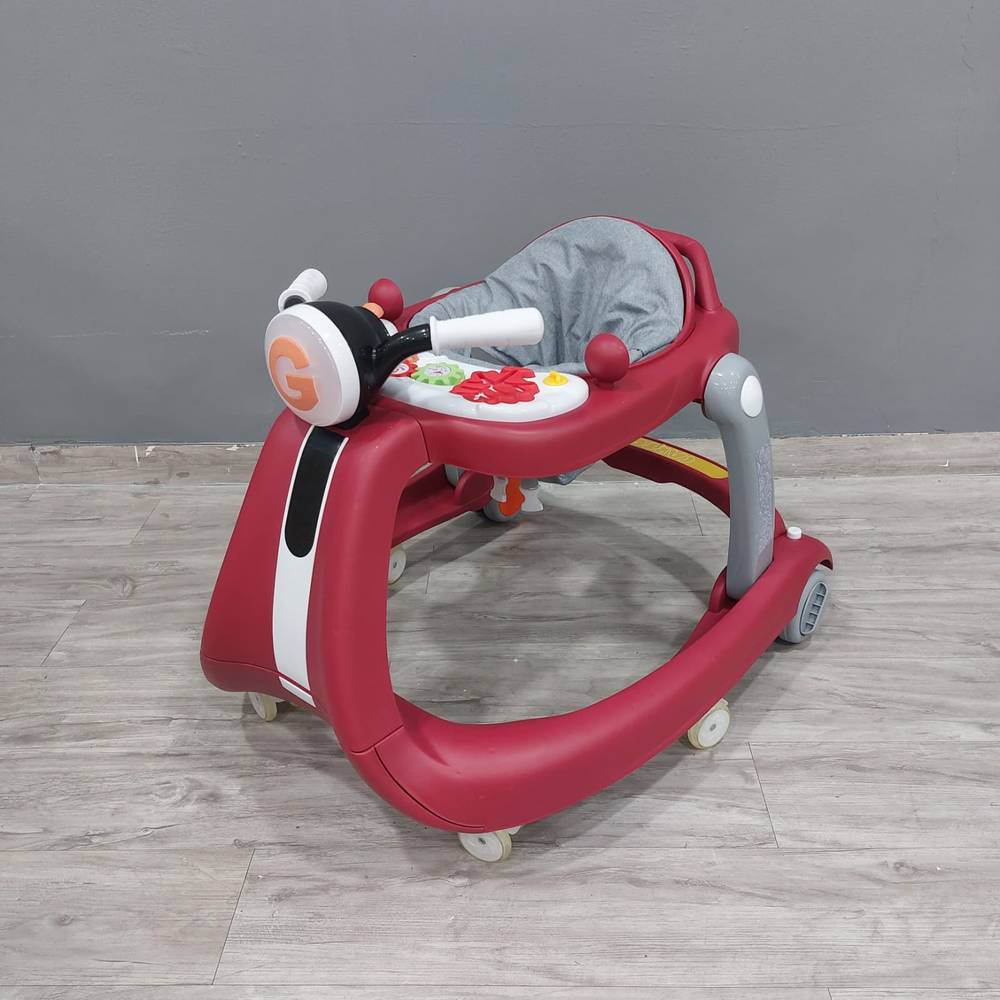 Baby Walker Anti-o-Leg Multi-Function Anti-Fall Anti-Rollover Baby U-Shaped Music Walker for Boy and Girl Baby Jumperoo. (Red)