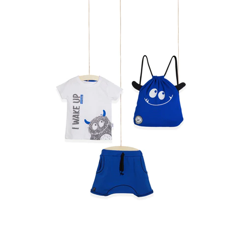 Kids T-shirt, Shorts and Bag Set - Blue
