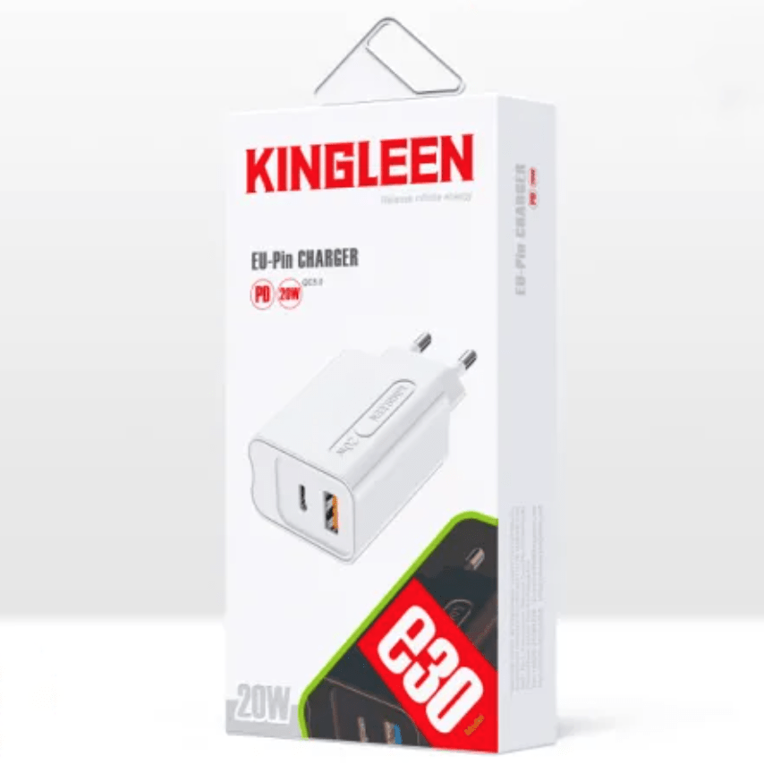 KINGLEEN HOME CHARGER E30 - QC5.0+PD20W - With Cable micro / Iphone/ Type-c