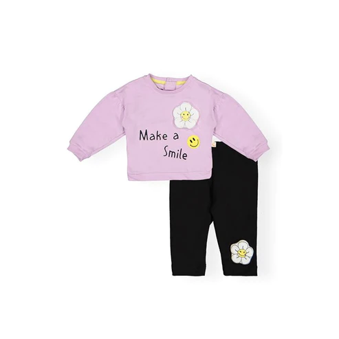 Pajamas Set With The Phrase "Making a Smile" For Children - Lilac