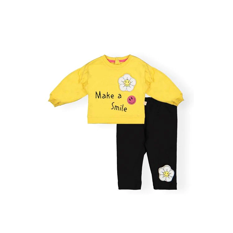Pajamas Set With The Phrase "Making a Smile" For Children - Yellow