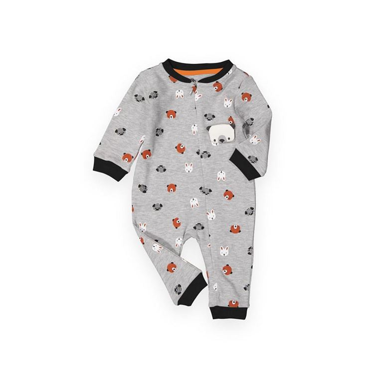 Baby boy's one-piece jumpsuit with bear print - Gray