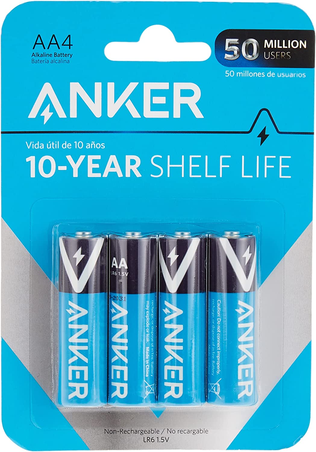 Anker Alkaline AA Batteries (4-Pack), Long-Lasting & Leak-Proof with PowerLock Technology, High Capacity Triple A Batteries with Adaptive Power and Superior Safety (Non-Rechargeable)