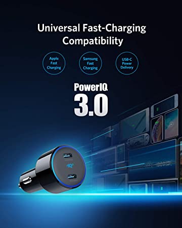 Anker 48W PIQ 3.0 2-Port USB C Car Charger