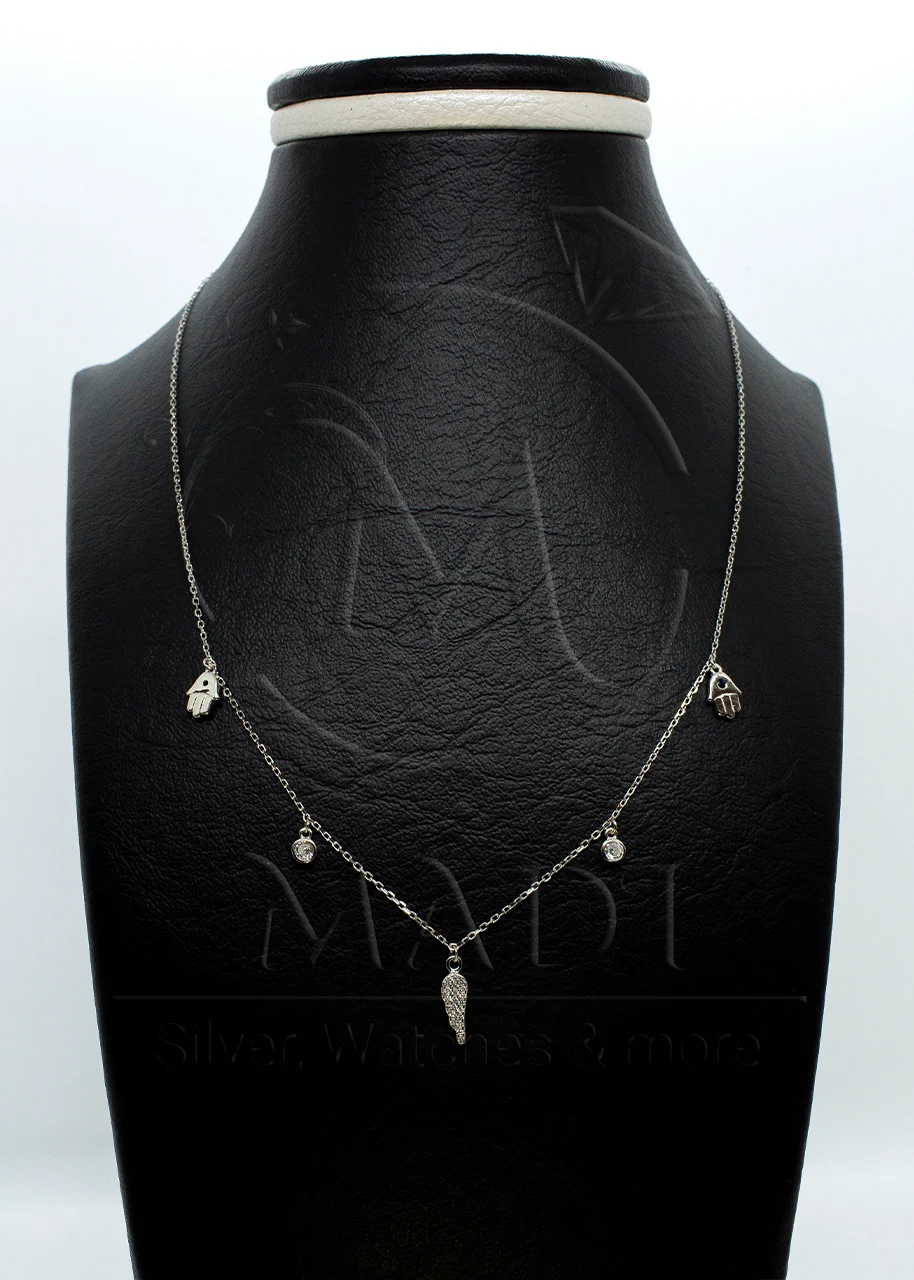 Wing With Hand Silver 925 Choker  Necklace