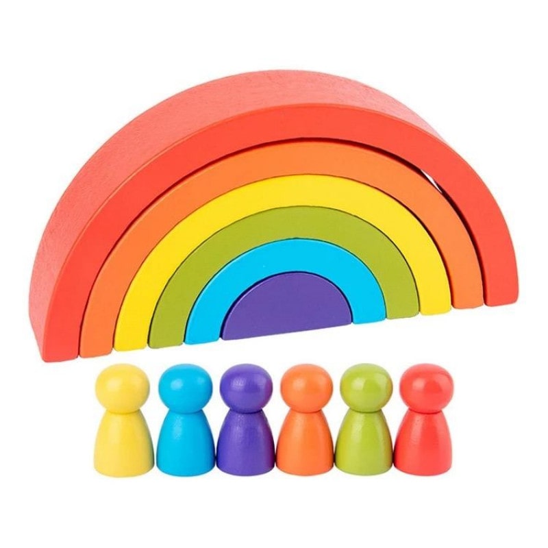 YIPPEE! Montessori Wooden Rainbow Toy Stacker :