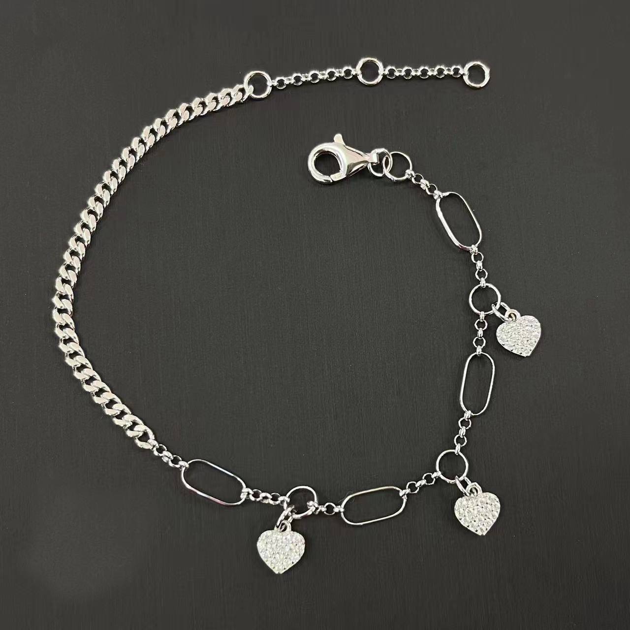Elegant 925 Silver Bracelet Studded With Sparkling Zircon Stones