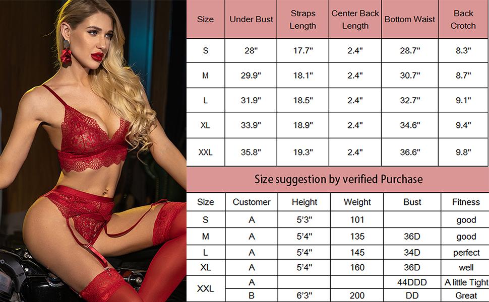 ADOME Women's Lace Lingerie Bra and Panty Set and Garter Belts Set