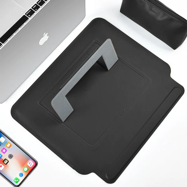 Wiwu skin pro slim stand sleeve for macbook air 13.3" - black