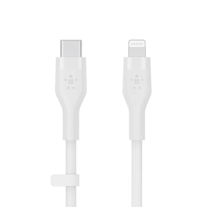 Belkin CAA009bt1MWH BOOST Flex USB-C Silicone Cable with Lightning Connector, 1M, White