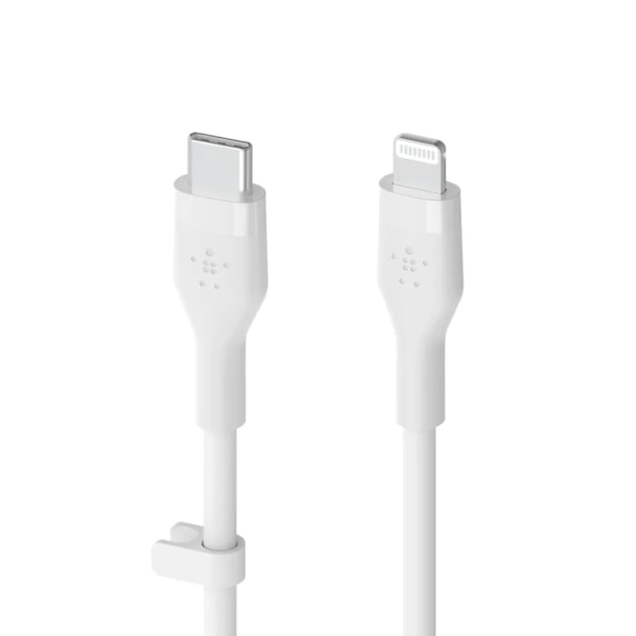Belkin CAA009bt1MWH BOOST Flex USB-C Silicone Cable with Lightning Connector, 1M, White