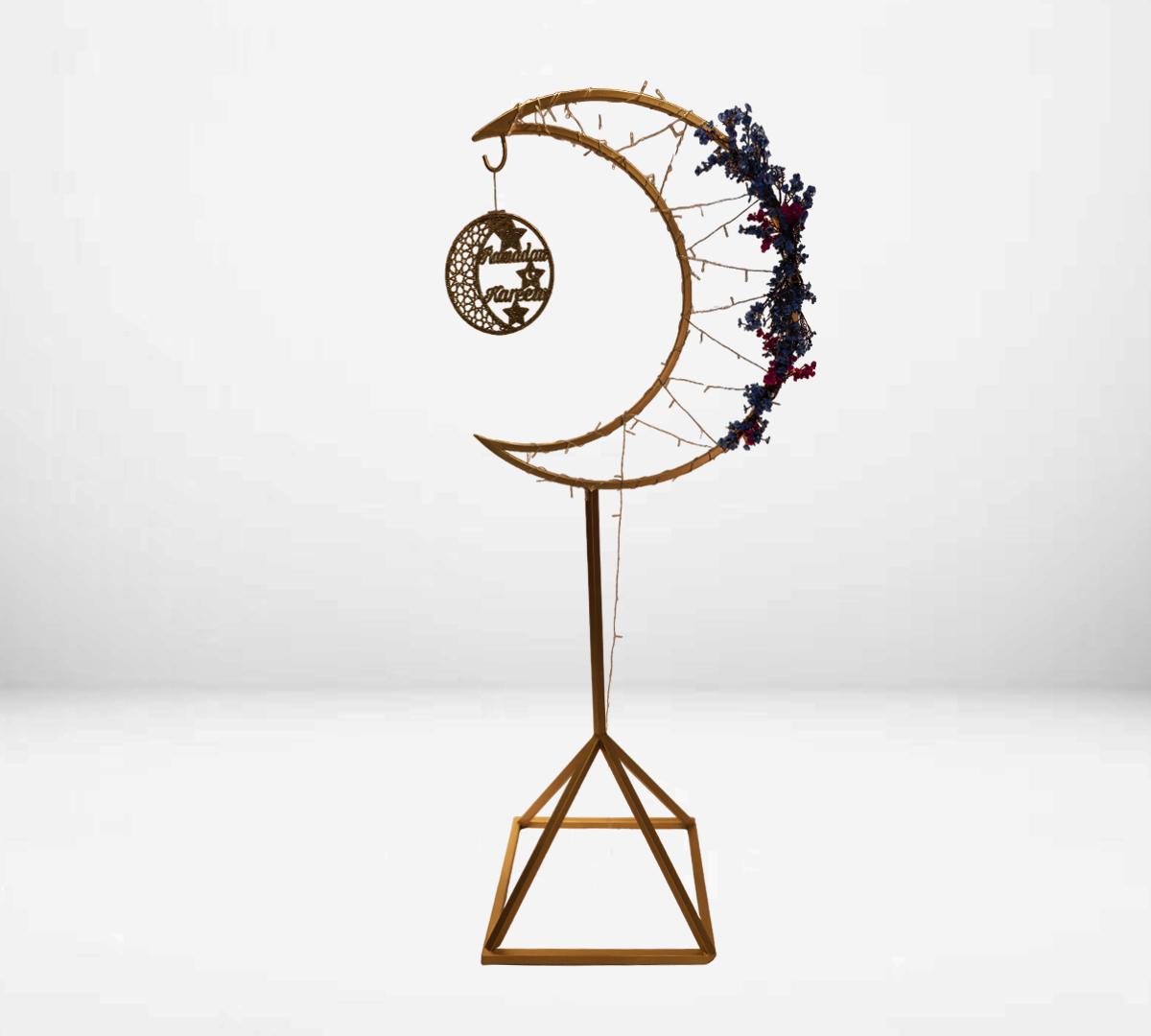 Luminous Stand In The Form Of a Metal Crescent Decorated - Gold