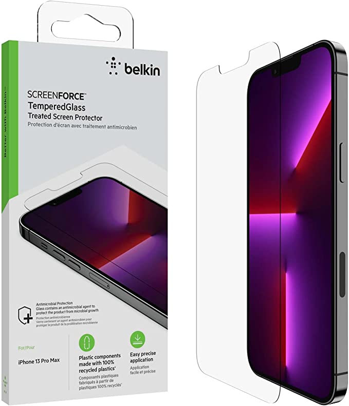 Belkin OVA070zz -SCREENFORCE™ TemperedGlass Antimicrobial -iPhone 13 Pro Max