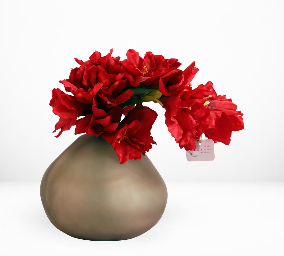Decorative Glass Vase Filled with Artificial Flowers - Hand Arranged