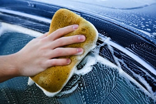Yellow car wash sponge