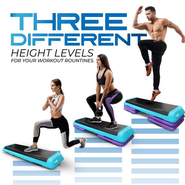 Yes4All Aerobic Exercise Workout Step Platform Health Club Size with 4 Adjustable Risers Included