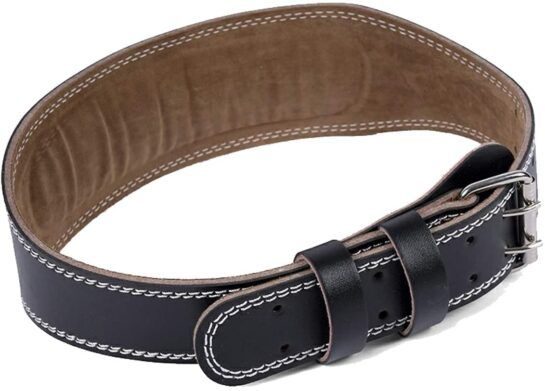 Leather weight lifting belt with back support belt