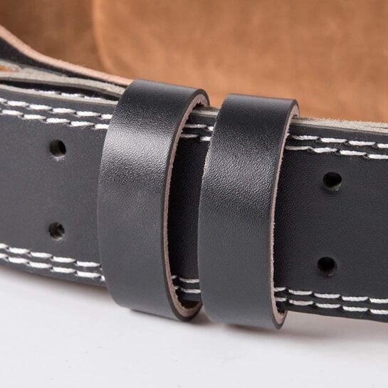 Leather weight lifting belt with back support belt