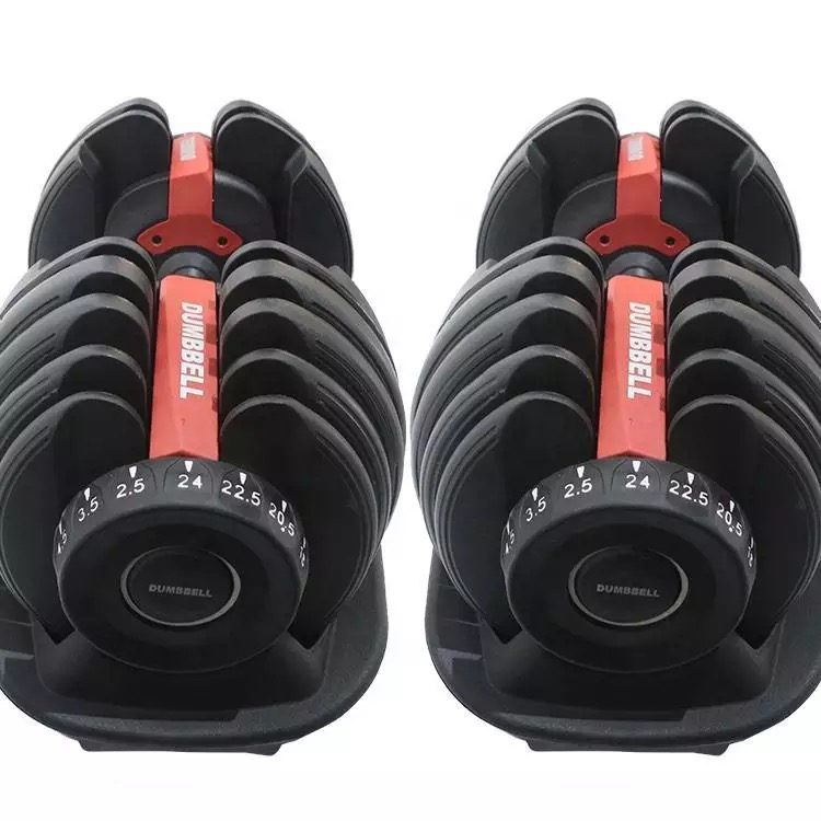 Fitness Dial Dumbbell with Handle and Weight Plate for Home Gym Set  24 kg *2