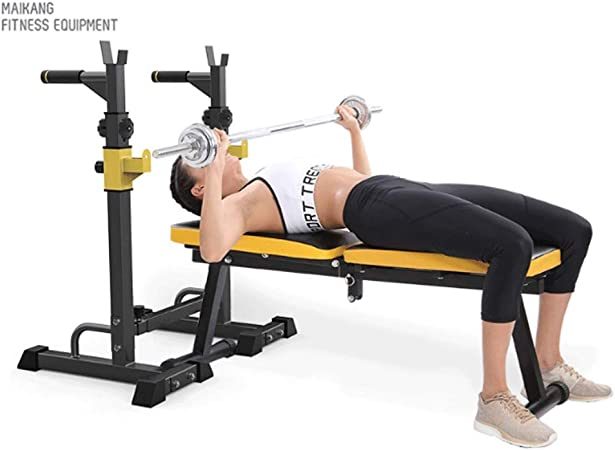 Movable bench with rack and bracket for exercise