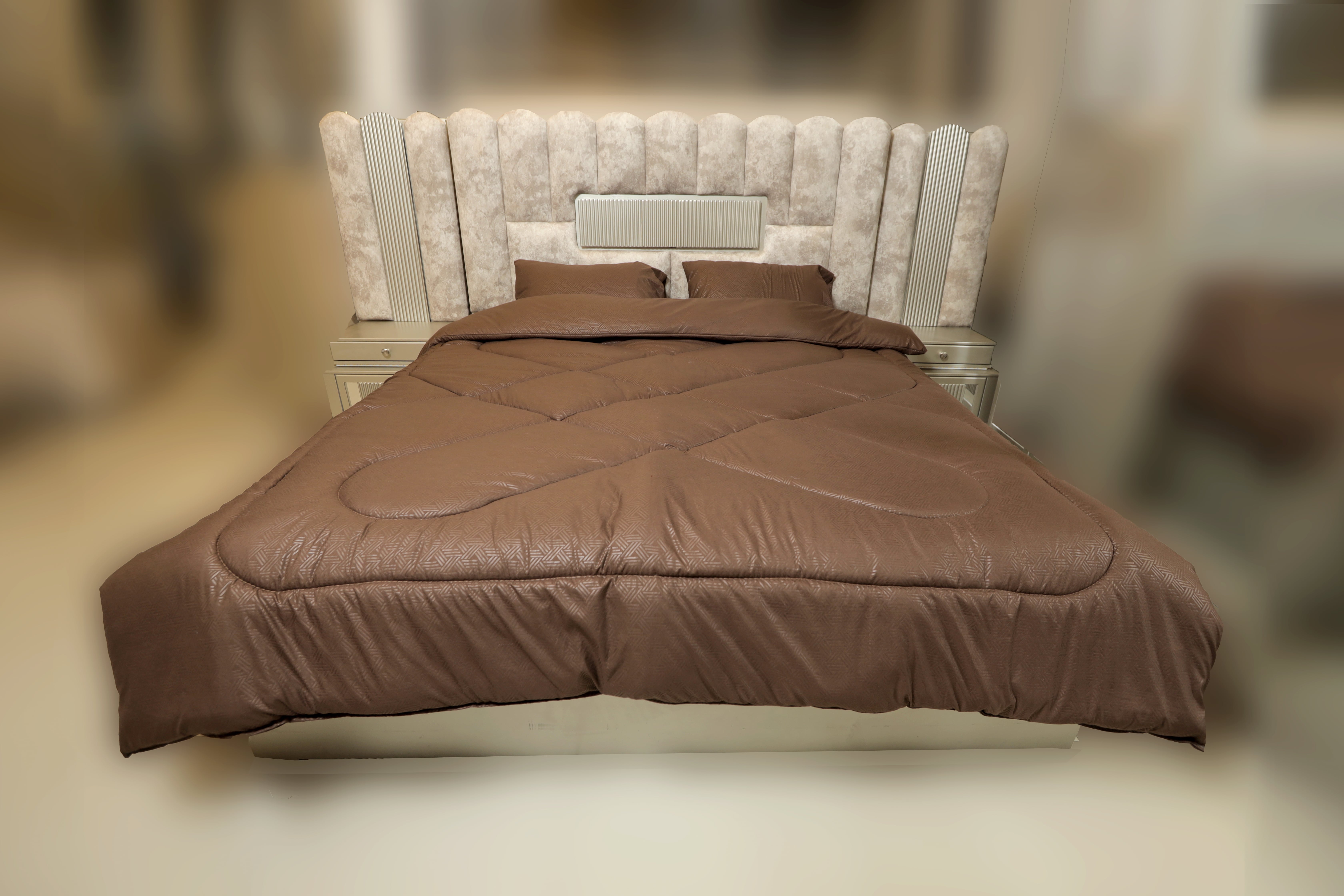 Brown Quilted Quilt Set in Brown