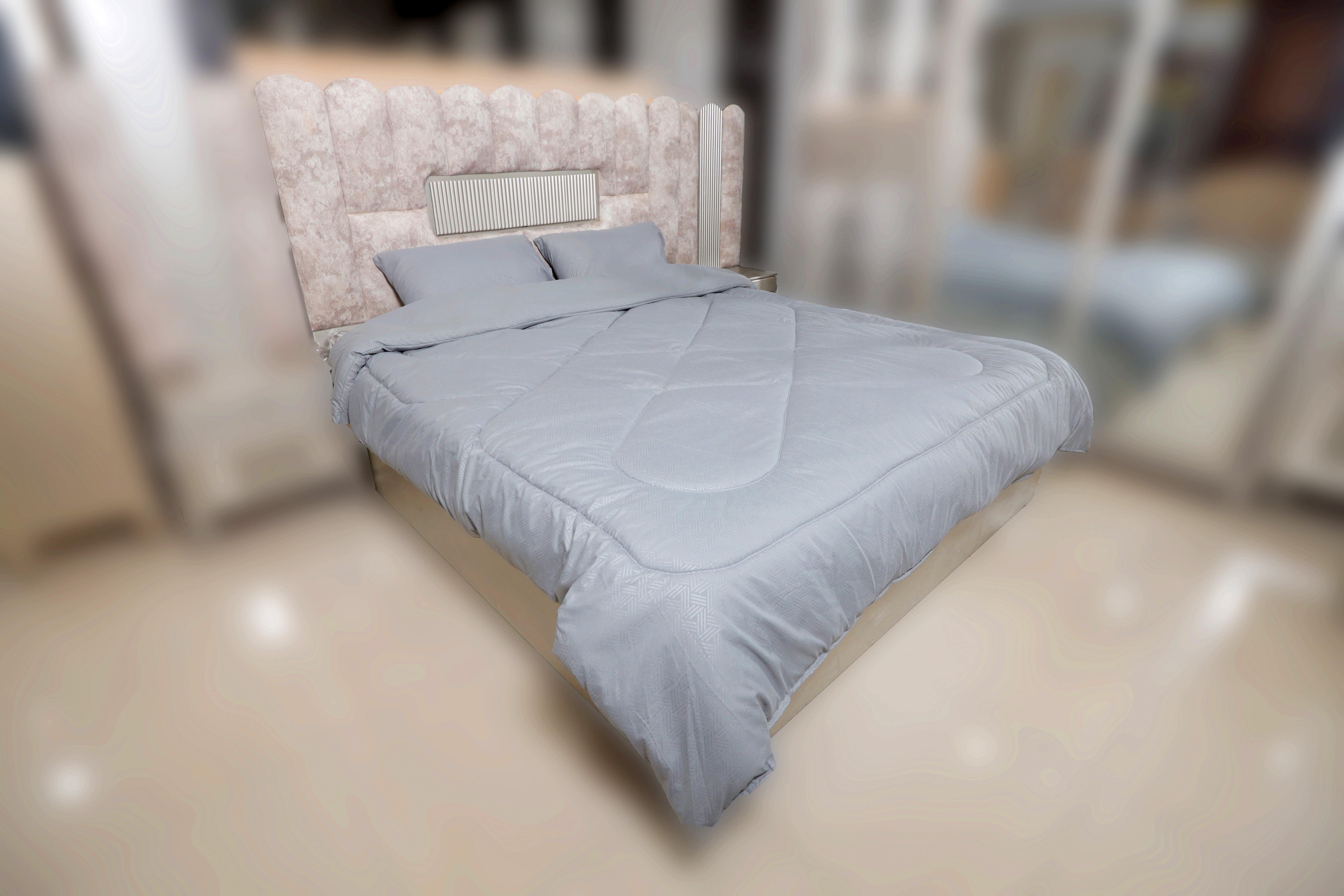 Quilted Comforter Set in Silver