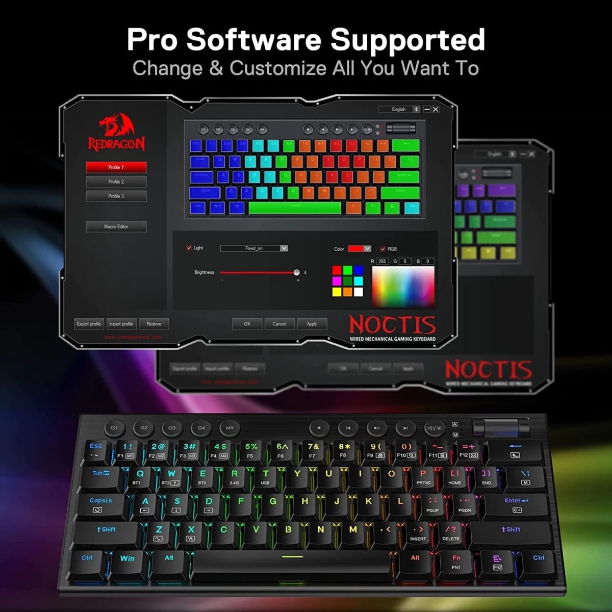 Redragon K632 Pro Noctis 60% RGB Wireless Mechanical Keyboard