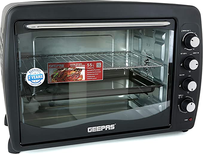Geepas GO4401N Electric Oven with Convection and Rotisserie, 55L
