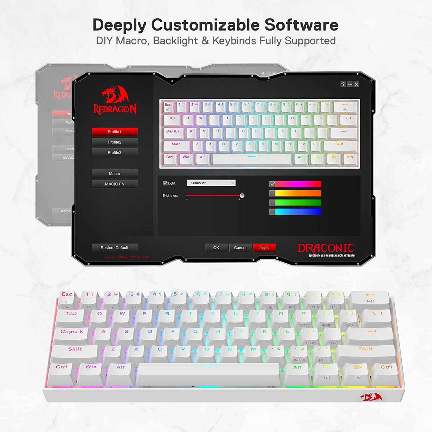 Redragon K530 Pro Draconic 60% RGB Wireless Mechanical Keyboard