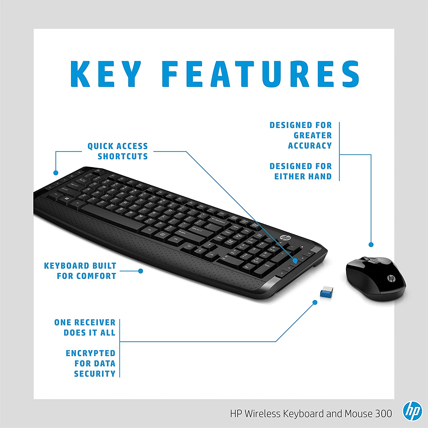 HP Wireless Keyboard and Mouse 300 - Black