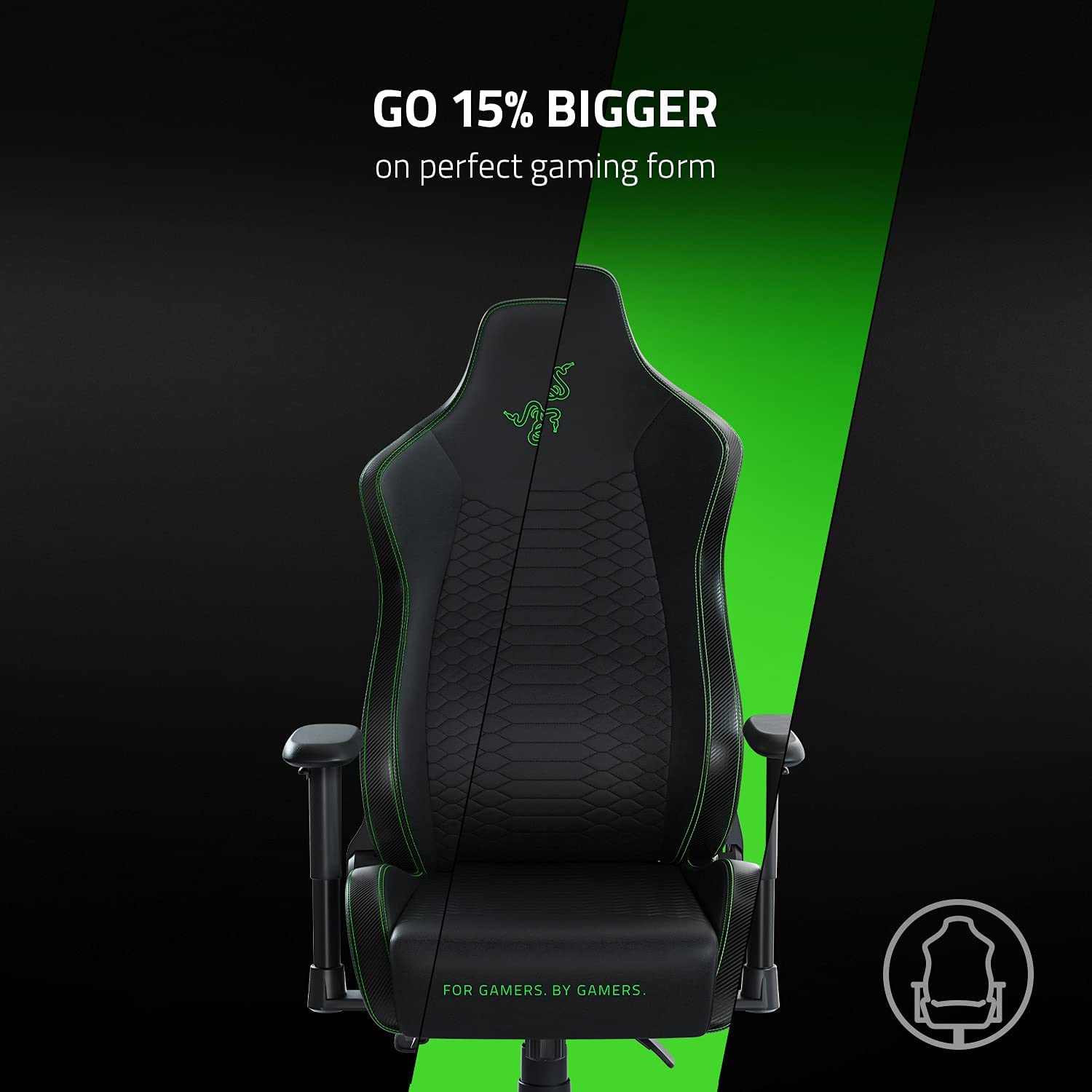 Iskur X XL Ergonomically Designed Hard Gaming Chair with Multi-Layer Foam Cushions PU Leather and 2D Armrests by Razer