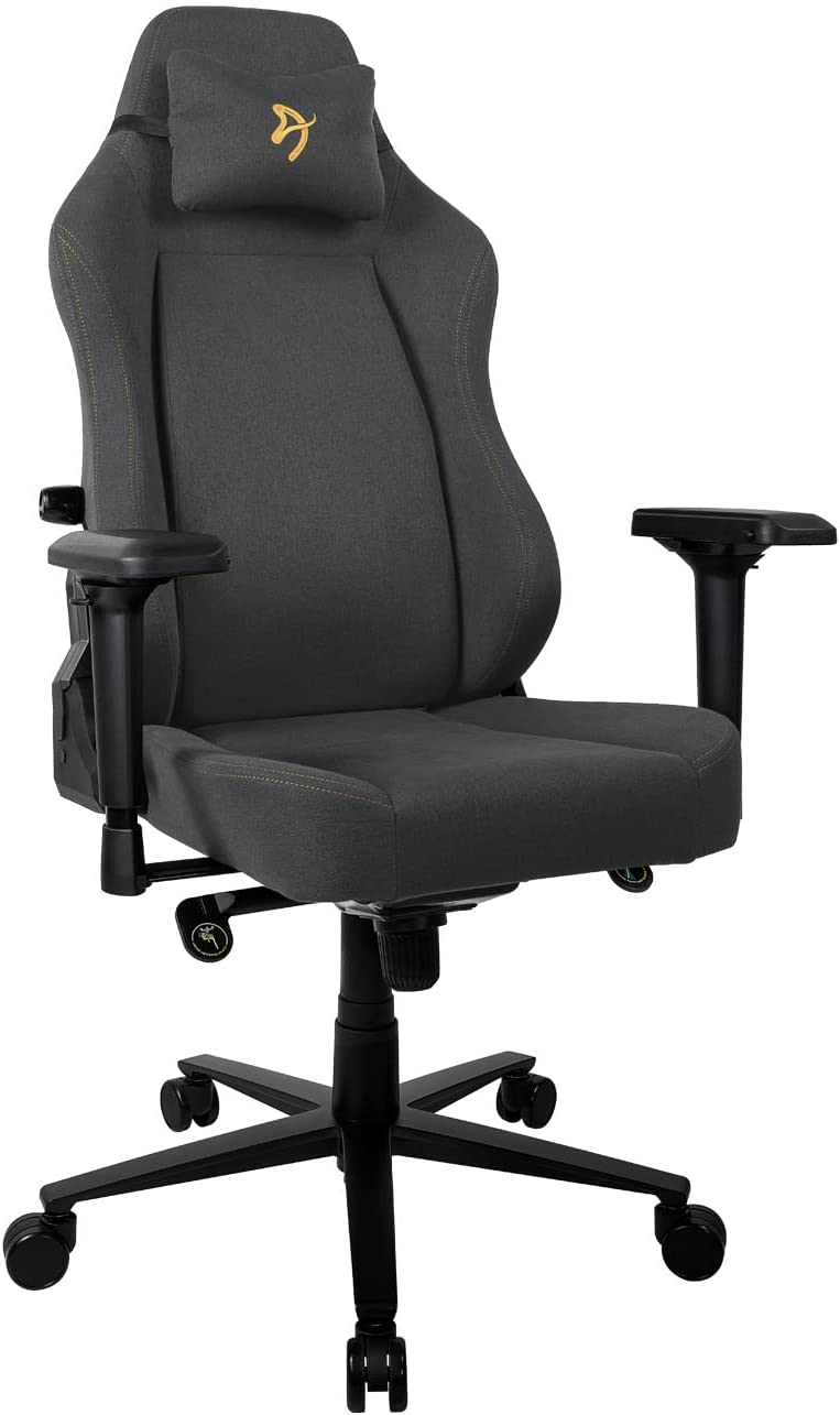 Arozzi Primo Woven Fabric Gaming Desk Chair - Black with Gold Logo