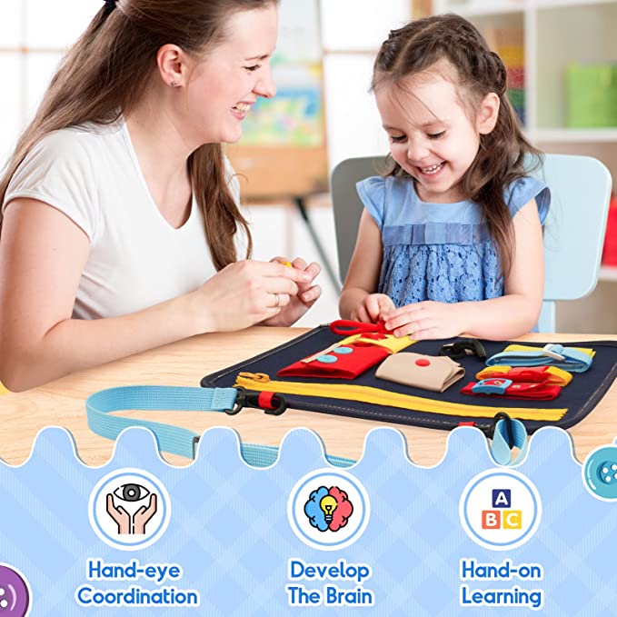 Busy Board,Toddler Quiet Book for 3 4 5 6 7 Year Old,Educational Montessori Sensory Board Preschool Learning Toys