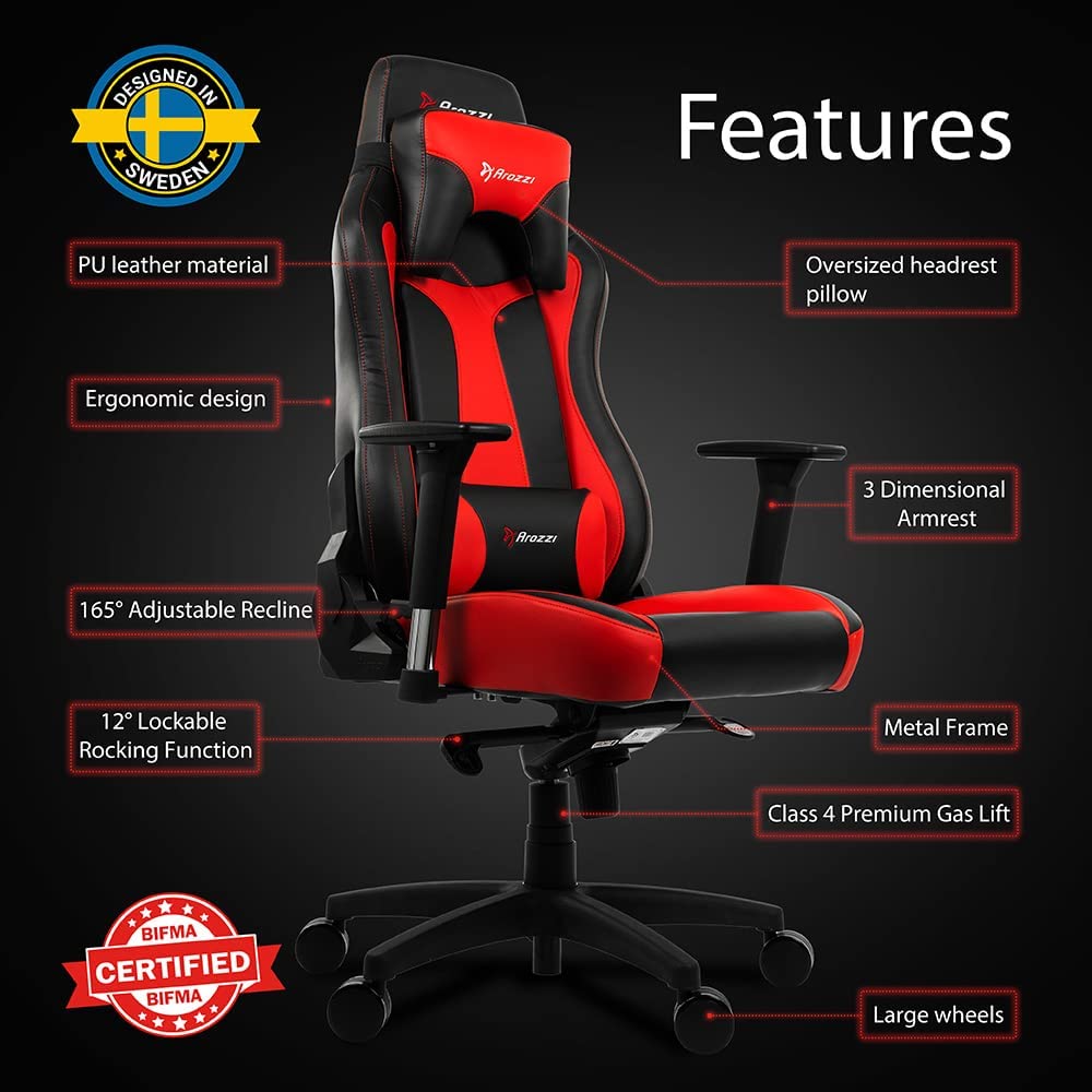 Arozzi Verona XL+ Ultimate Heavy-Duty Gaming Chair - Red