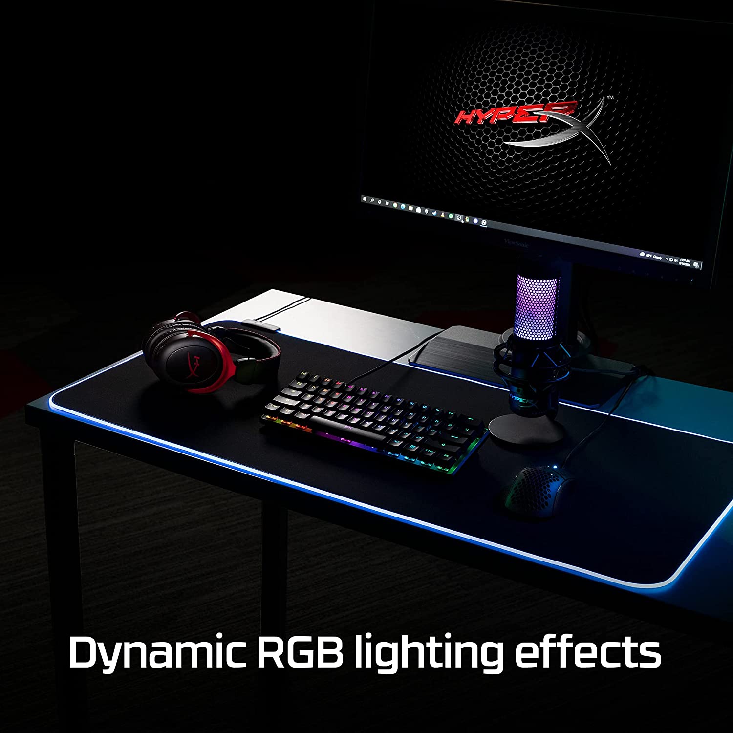 HP HyperX Pulsefire Mouse Pad with RGB Lighting Rotatable Fabric Surface