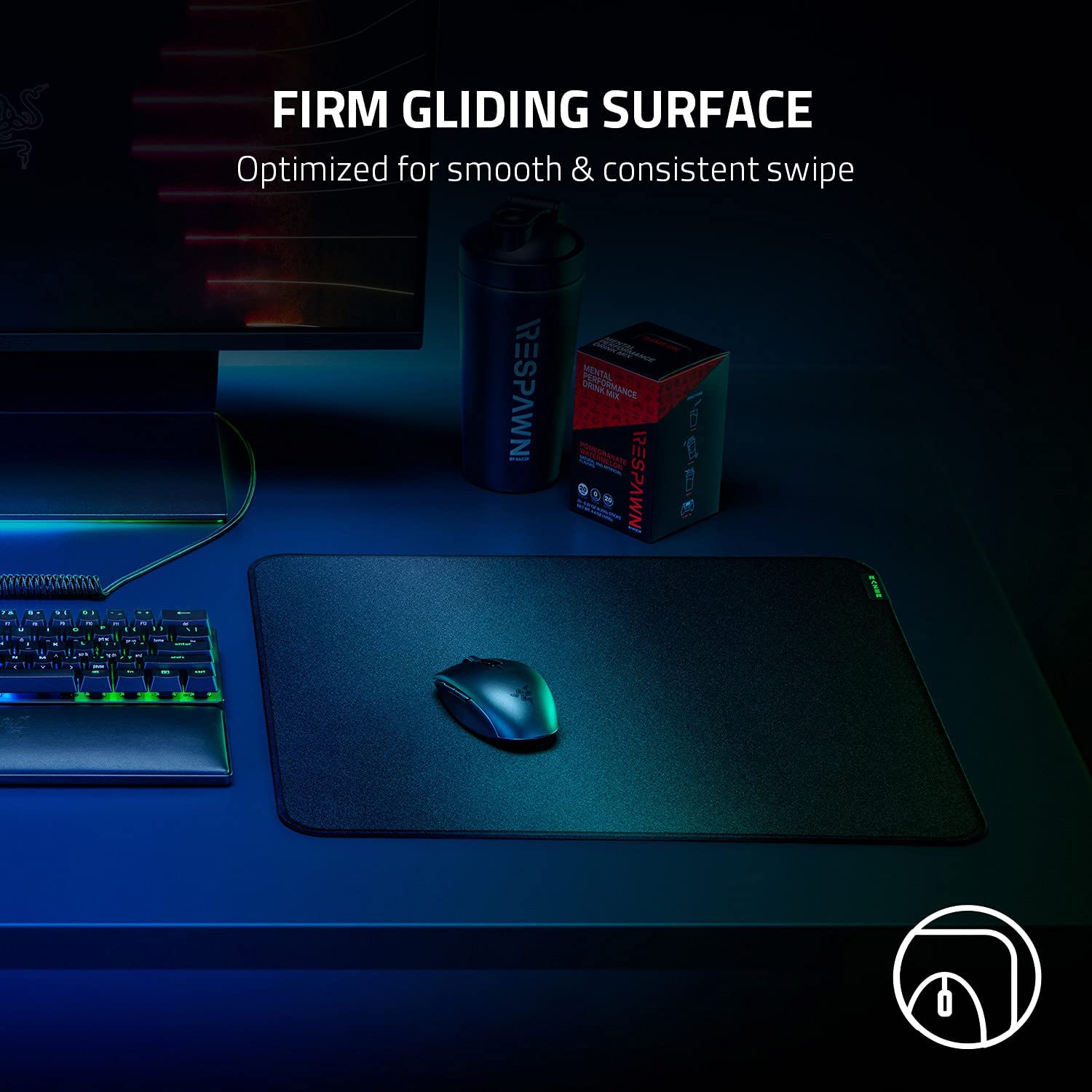 Razer Strider Hybrid Mouse Pad with Soft Bottom and Stitched Edges Smooth Glide and Anti-Wear