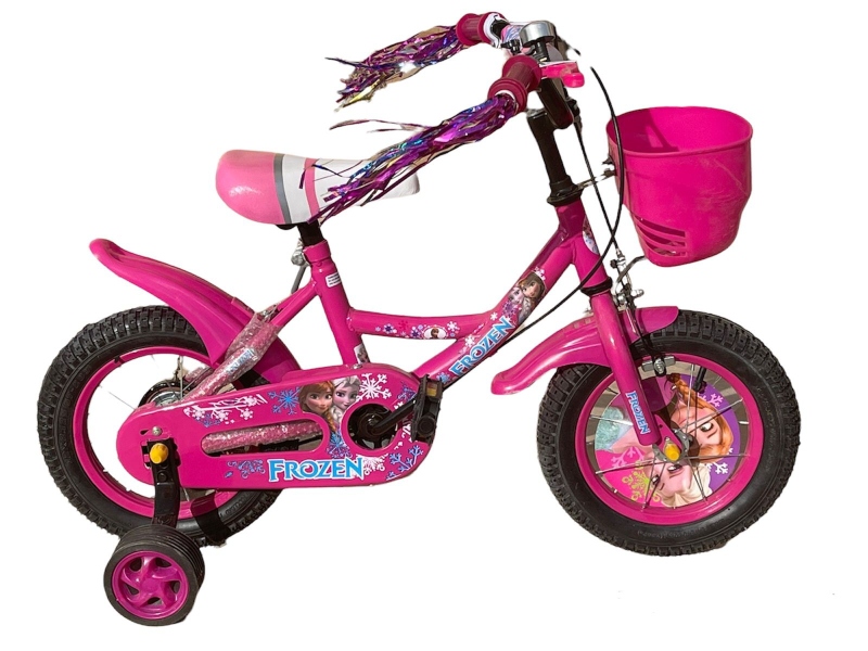 A 12-inch children's bicycle with Disney characters graphics