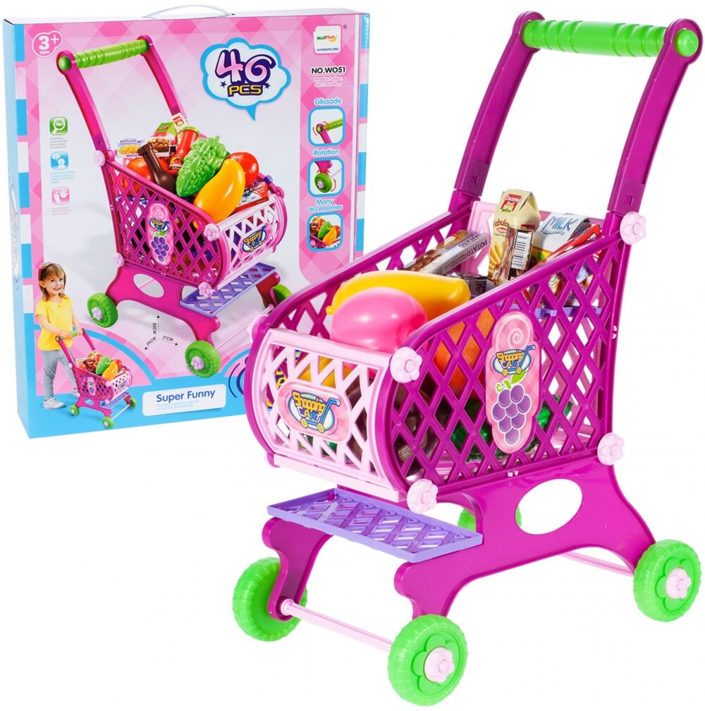 Pink Shopping Cart with Products