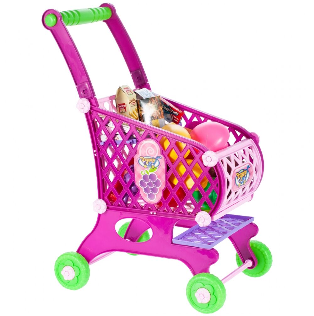 Pink Shopping Cart with Products