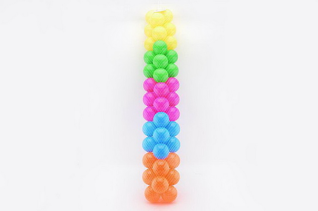 Set of 50 pool balls with vibrant colors and soft edges that are germ free