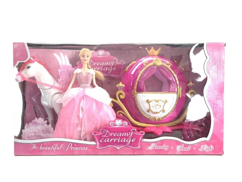 Dreamy Princess Doll with Horse Carriage for Girls - Multi Color