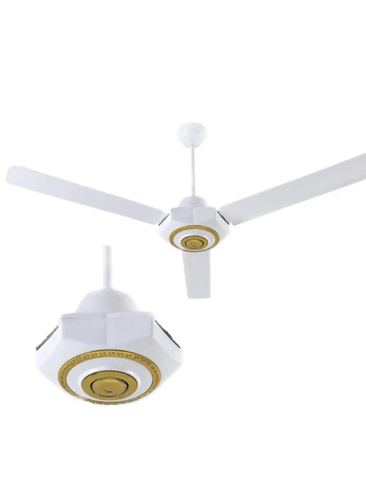 The submarine ceiling fan is in signature white by B National