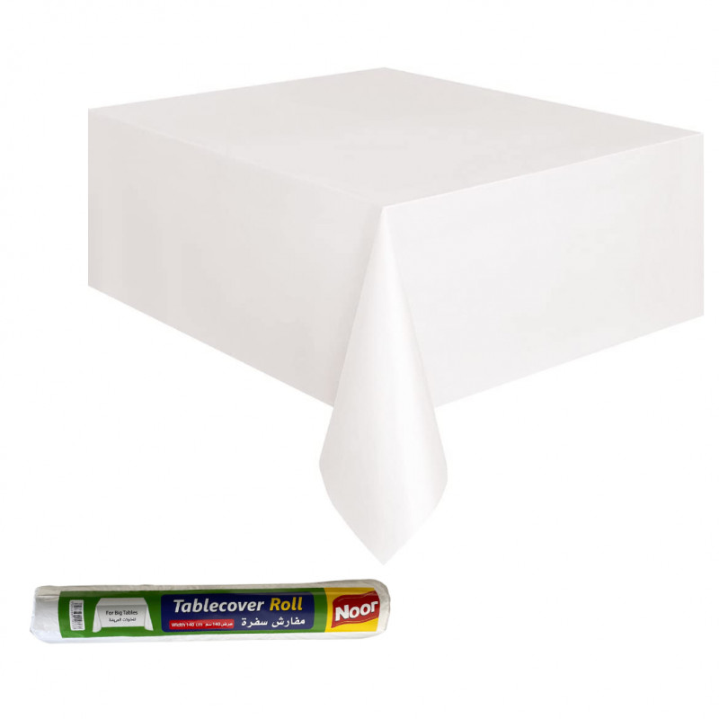 Noor plastic table cover very wide white 140 cm big table.