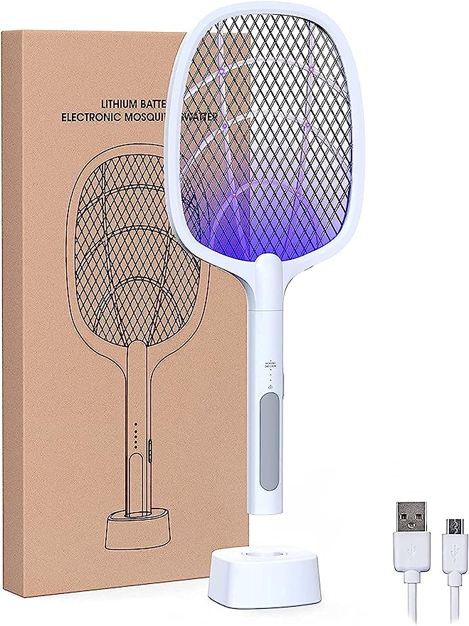 Rechargeable LED Mosquito Swatter with Base
