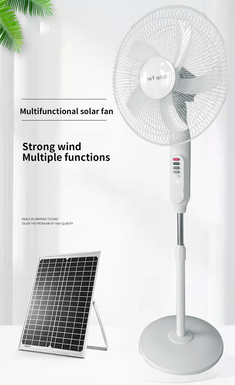 Solar powered electric fan motor cooling 16"