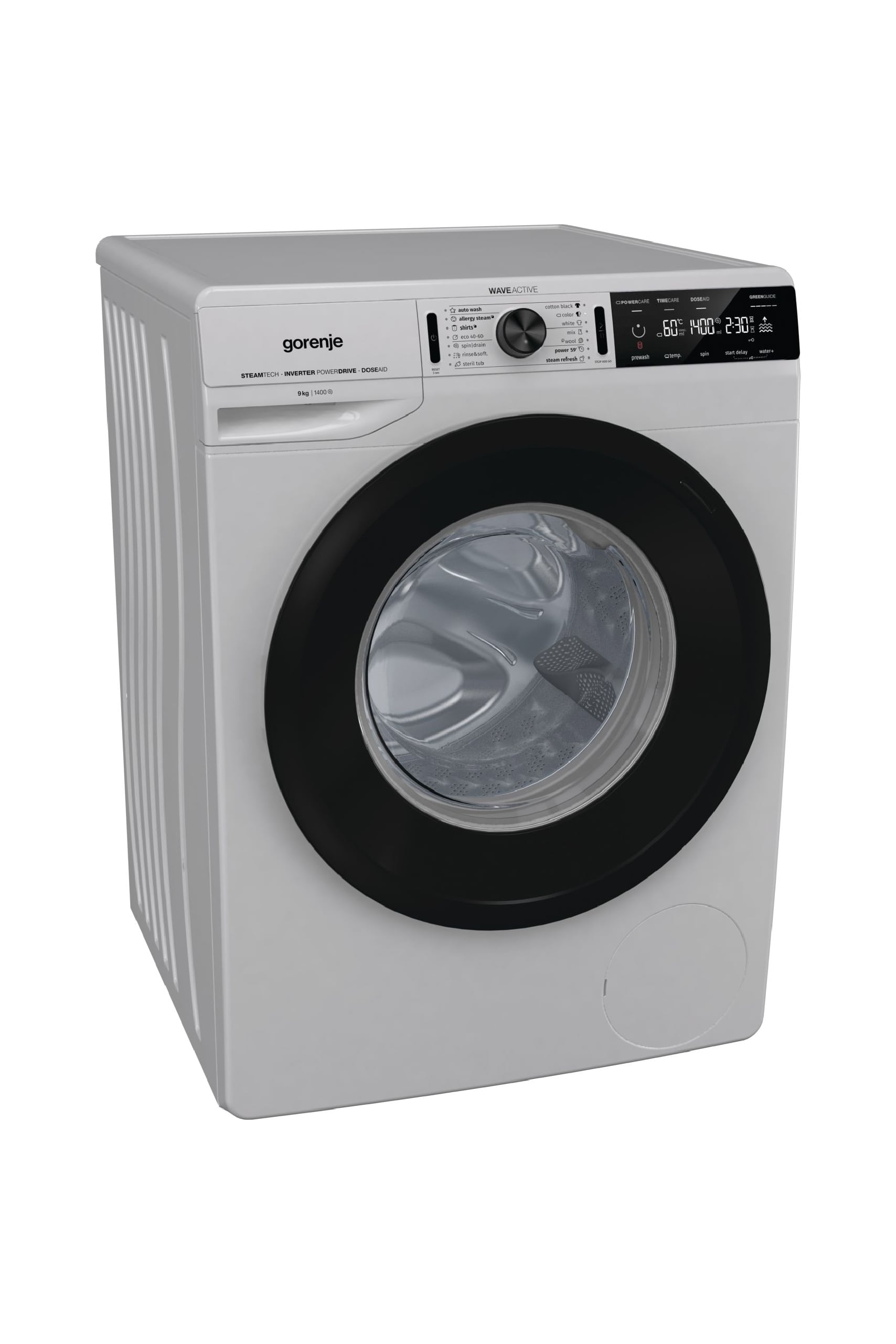 Goronia washing machine 9 kg 1400 cycles A++ - Silver