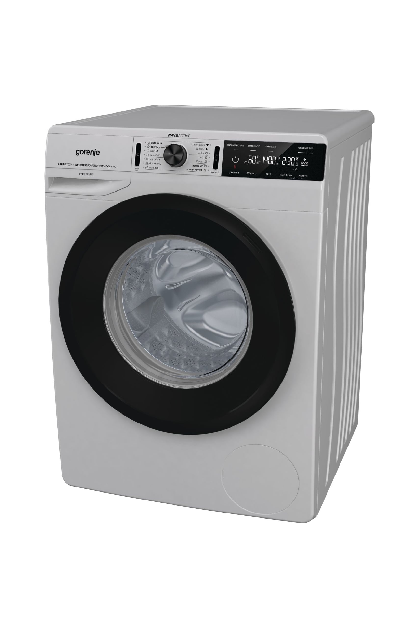 Goronia washing machine 9 kg 1400 cycles A++ - Silver