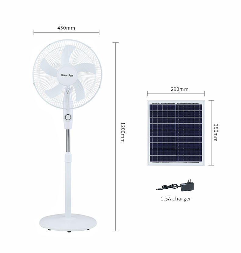 Solar powered fan 12 Inch Rechargeable